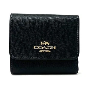 Cartera Coach Pequeña Triple en Cuero Negro CF427 Nueva Con Etiquetas - Imagen 1 de 7