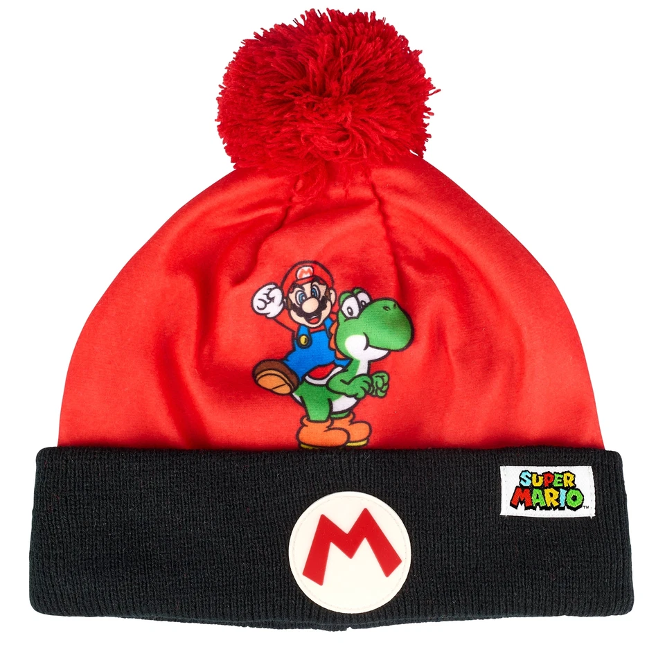 Super Mario Bommelmütze Mütze Wintermütze mit Bommel Rot