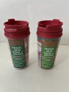 NUEVO Lote De 2 Diseña Tu Propia Taza De Viaje Plástico Rojo Dibuja Foto Doble Pared - Imagen 1 de 7
