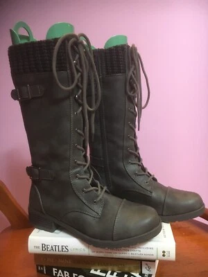 Botas de combate ROUTE 66 para mujer/niña 7 invierno senderismo gris cremallera con cordones Foto 1 de 4
