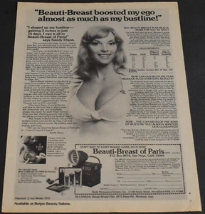 Anuncio impreso 1975 Sexy Joe Weider Beauti-Breast Rubia Dama Sandy Dixon Pechos ATs - Imagen 1 de 1