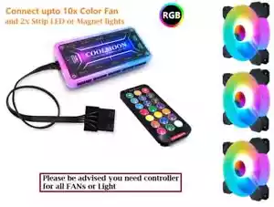 3XCoolmoon RGB Adjustable Quiet Case Fan 120mm LED Remote Control Strip Light - Picture 1 of 2