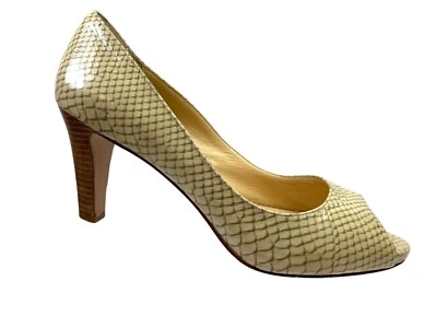 Cole Haan Pump  Snake Pattern Patent  Slip On Beige Leather Women Sz 9.5B - Image 1 of 4