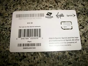 Sprint Sim Card SIMOLW416C NEW - Picture 1 of 1