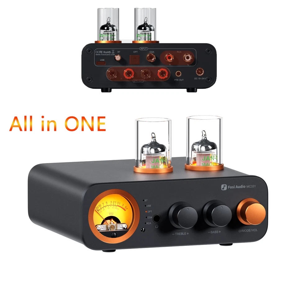 Fosi Audio MC331 Röhrenvollverstärker mit DAC VU-Meter-Vorverstärker & Bluetooth - Bild 1 von 4