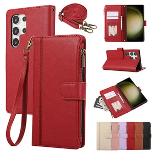 Crossbody Zipper Card Wallet Case Cover For Samsung S24 FE S25 Ultra S25 Edge - Picture 1 of 16
