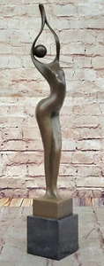 Moderne Frauen Figur massiv echt massiv Bronze Skulptur Mid Century Dekor - Bild 1 von 10