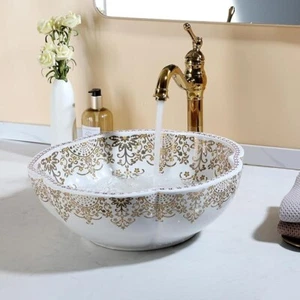 Sinku Mccut Lavabo da Bagno con Ciotola a Forma di Fiore, Ceramica Bianca Lavabo da B - Foto 1 di 7