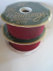 Christmas Ribbon Faux Velvet Deep Red All The Trimming 2.5" Lot 2 - Picture 1 of 8