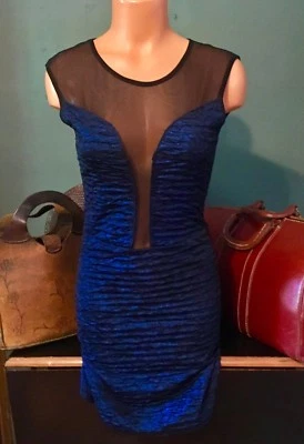 Sexy Mini Vestido Vintage Gala Malla Transparente Bodycon Club Elastizado Lámina Metálica S Foto 1 de 4