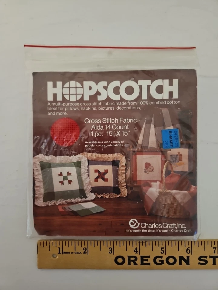 Charles Craft HOPSCOTCH Cross Stitch Fabric Aida 14 Count 15”x15” Red - Image 1 of 4