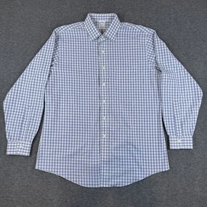 Brooks Brothers Shirt Mens 17 35 Blue White Plaid Regent Non Iron Supima Cotton - Picture 1 of 13