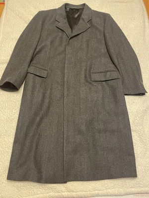 Brooks Brothers Overcoat Mens Black 44R Hidden Button Up Trench Coat Jacket USA - Image 1 of 4