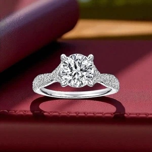 1.35 Ct Round Cut 950 Platinum Diamond Woman Engagement Ring IGI GIA Lab Created - Picture 1 of 10