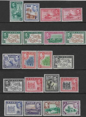 Fiji 1938-55 part set 20 of 22 sg 249-66 MH Pictorial Definitives - Image 1 of 2