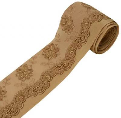 Sushila Vintage Brown Saree Border Indian Craft Sewing Trim Embroidered Lace - Imagem 1 de 4