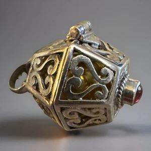 Sterling Silver Bali GARNET Harmony Ball Pendant Chime Ball Angel Caller Bola - Picture 1 of 13