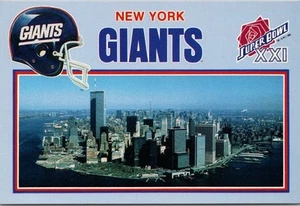 1987 New York Giants/Nfl Fútbol americano postal 4x6 NYC Skyline/Super Bowl XXI - Imagen 1 de 2