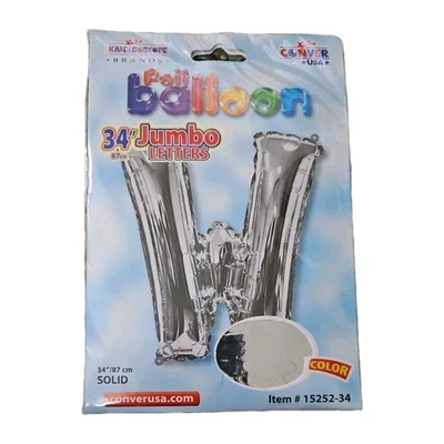 XL 34" Jumbo Letter W silver Foil Balloon Party Decorations Solid birthday - Image 1 of 2