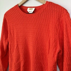 Suéter Talbots Mujer XL Pullover Naranja Cable Tejido Pima Algodón Ligero - Imagen 1 de 9