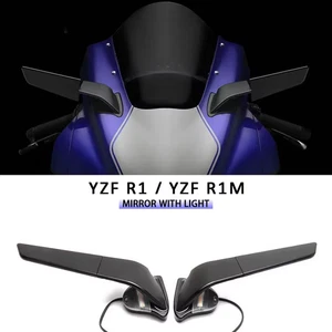 Wing Adjustable Rotating w/ LED Light Rearview Side Mirrors For Yamaha YZF R1 M - Picture 1 of 17