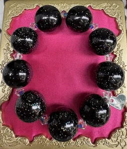 Luly Lu "Starry Night" Silver Glitter Black Ball AB Swarovski Crystal Bracelet - Picture 1 of 5