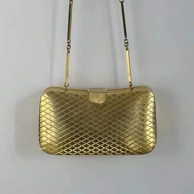 Bolso de hombro o clutch vintage Walborg de metal tono dorado hecho en Italia Foto 1 de 4