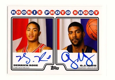 2008-09 Topps Rookie Premiere Certificado Doble Derrick Rose Oj Mayo RC Autógrafo Foto 1 de 2