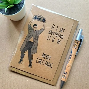 Funny Say Anything Christmas Card - 1980s 1990s film with John Cusack xmas card - Picture 1 of 4