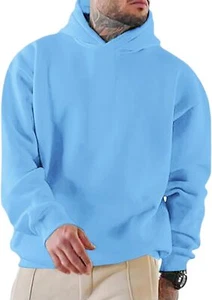 Lexiart Mens Cotton Hoodies Pullover Long Sleeve Basic Casual Hooded Sweatshirts - Picture 1 of 9