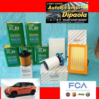 KIT TAGLIANDO FIAT 500L 1.6 MJT MULTIJET 5L 5W30 SELENIA + FILTRI ORIGINALI FIAT