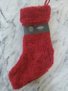 Set Of 2 MARTHA STEWART HOME STOCKINGS RED FAUX FUR FLUFFY 22 INCHES NEW - Picture 1 of 2