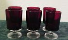 SET OF 6  RED TO CLEAR SHOT GLASSES MARKED FRANCE ON BOTTOM