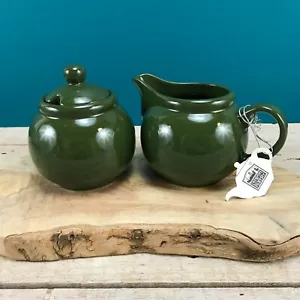 LONDON POTTERY Cream & Sugar Set NEW Ceramic Minimal Coffee Tea Green Holiday - Picture 1 of 10