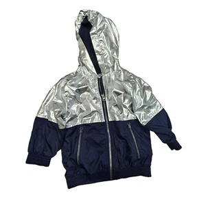 Hatley Kids Silver & Navy Hooded Jacket Full Zip With Zip Pockets Size 3 - Picture 1 of 7
