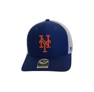 New York Mets `47 Brand Trucker Hat Adjustable Snapback Blue & White New - Picture 1 of 5