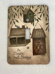 Vintage L. Spivey Decorative Steel Single Light Switch Plate Birdhouses Blessing - Picture 1 of 5