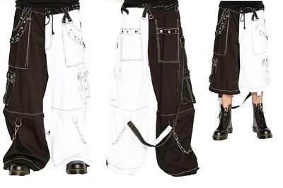 Gothic White Black Pants Baggy Trousers Straps Punk Rock Unisex Transformer - Image 1 of 4