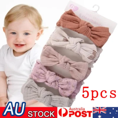 5PCS Newborn Baby Girls Headband Soft Elastic Bow Knot Hair Band Set Gift - image 1 of 4