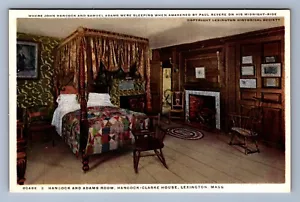 Cartolina d'epoca Massachusetts Lexington Hancock e Adams Rooms Paul Revere Ride - Foto 1 di 2