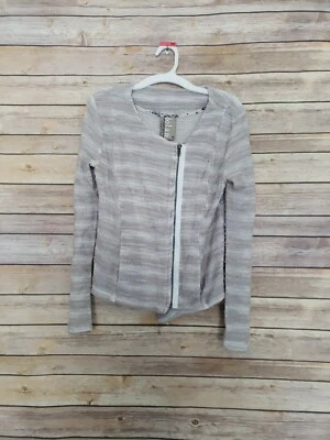 Dolan Anthropologie Cárdigan Cremallera Completa Tweed Suéter Blanco Beige Talla XS Foto 1 de 2