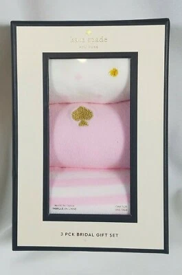 Kate Spade 3 Pk Calcetines Nupcial Set Regalo Talla 9-11 Rosa, Crema Rayas Lunares Foto 1 de 4
