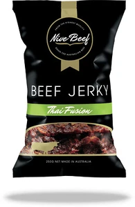 4 x Nive Beef Jerky THAI FUSION 50g GRASS FED - NO ADDED HORMONES - Picture 1 of 3