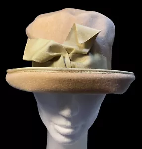 De colección años 50-60 Glenover Fawn fieltro tra 100% lana señora sombrero bronceado - Imagen 1 de 10