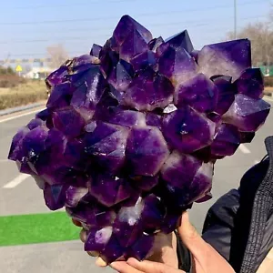 18,34LB Naturalny ametyst geoda Gromada kwarcu Kryształ Próbka Uzdrawianie - Zdjęcie 1 z 21