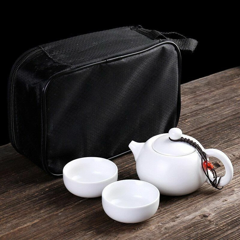 Juego de tetera y tazas portátiles de viaje de cerámica de kung fu china Gaiwan Foto 1 de 4