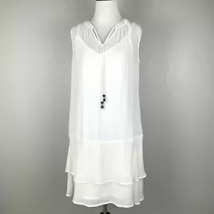 NWT Apt 9 Sleeveless Shift Dress Small White Gauze Boho Chic Cottagecore Minimal - Picture 1 of 10