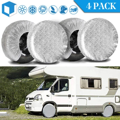 4* Waterproof Tire Covers Wheel Tyre RV SUV Trailer Camper Sun Protector 26-28'' - Image 1 of 4