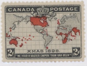 Canada Stamp #85i - Christmas, Map of British Empire (1898) 2¢ VF-NH - Foto 1 di 1
