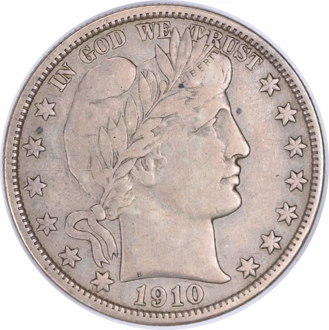 1910 Barber Silver Half Dollar VF Uncertified #200 Cover